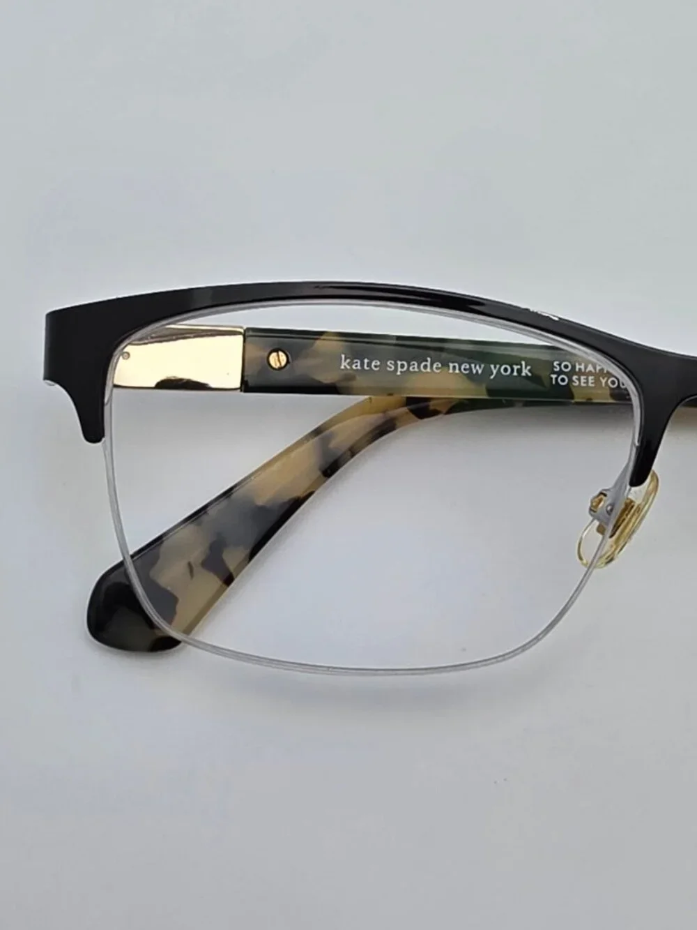 Kate Spade Glorianne Black Havana Semi Rimless Cat Eye Eyeglasses Frame 53mm